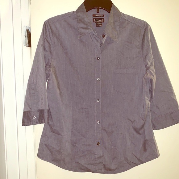 Gray 3/4 sleeve button down NY&Co size L - Picture 1 of 6